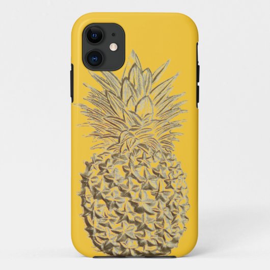 Ananas op Geel Goud Case-Mate iPhone Case (Achterkant)