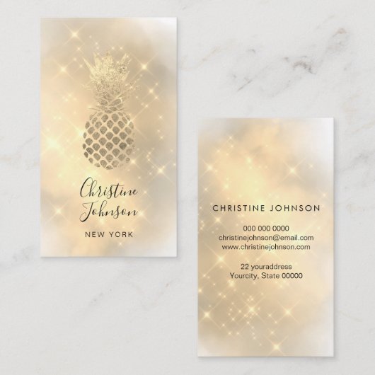 ananas op goudstof visitekaartje (Voorkant / Achterkant)