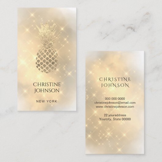 ananas op goudstof visitekaartje (Voorkant / Achterkant)