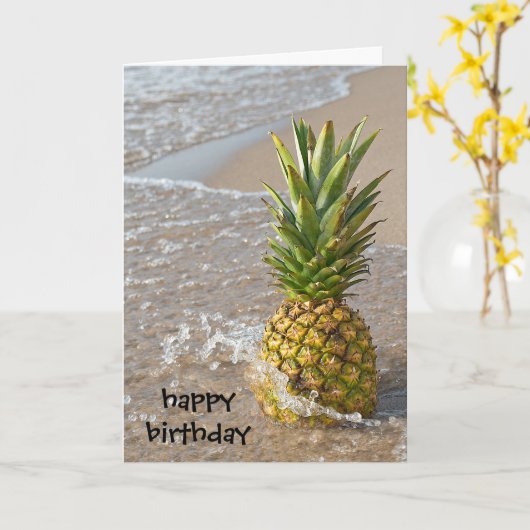 ananas op het strand kaart (Gele Bloem)