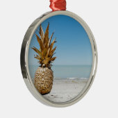 Ananas op het strand metalen ornament (Rechts)