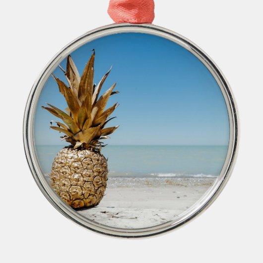 Ananas op het strand metalen ornament (Voorkant)