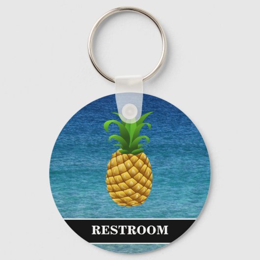 Ananas op oceaanachtergrondkleuring sleutelhanger (Voorkant)