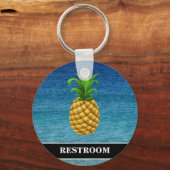 Ananas op oceaanachtergrondkleuring sleutelhanger (Voorkant)