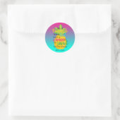 ananas op Ombre achtergrond Ronde Sticker (Tas)