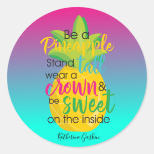 ananas op Ombre achtergrond Ronde Sticker
