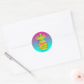 ananas op Ombre achtergrond Ronde Sticker (Envelop)