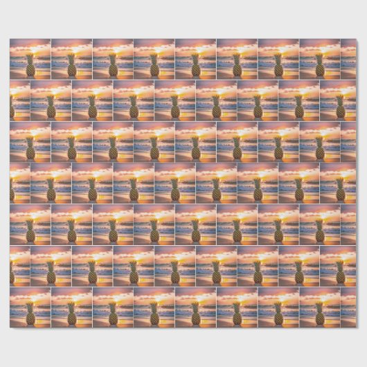Ananas op Sunset Beach Cadeaupapier (Vlak)