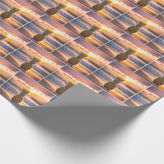 Ananas op Sunset Beach Cadeaupapier (Hoek)