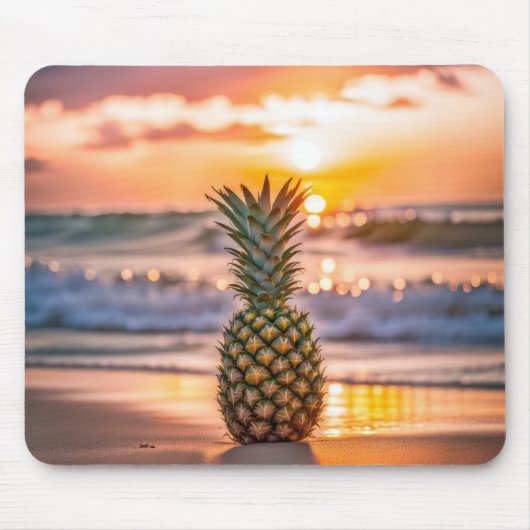 Ananas op tropisch strand muismat (Voorkant)