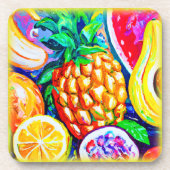 Ananas Oranje bananenvruchten. Bestel nu Bier Onderzetter (Voorkant)