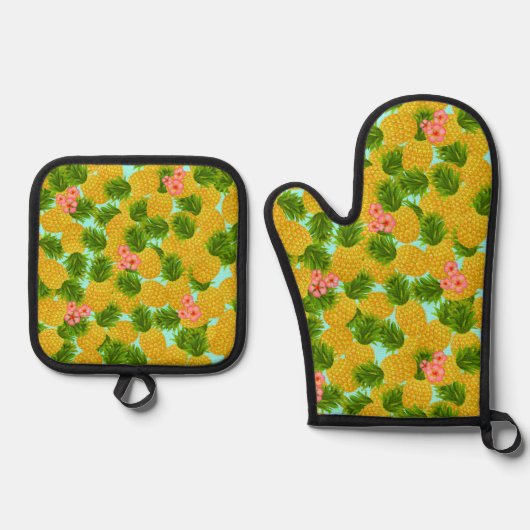 ananas ovenwant & pannenlap set (Voorkant)