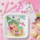 Ananas Palm Tropisch Strand Bruidsfeest Papieren Bordje (Feest)