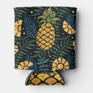Ananas, palmbladeren: tropisch patroon. blikjeskoeler