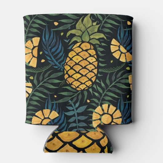 Ananas, palmbladeren: tropisch patroon. blikjeskoeler (Achterkant)