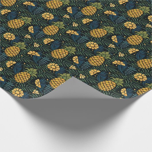 Ananas, palmbladeren: tropisch patroon. cadeaupapier (Hoek)