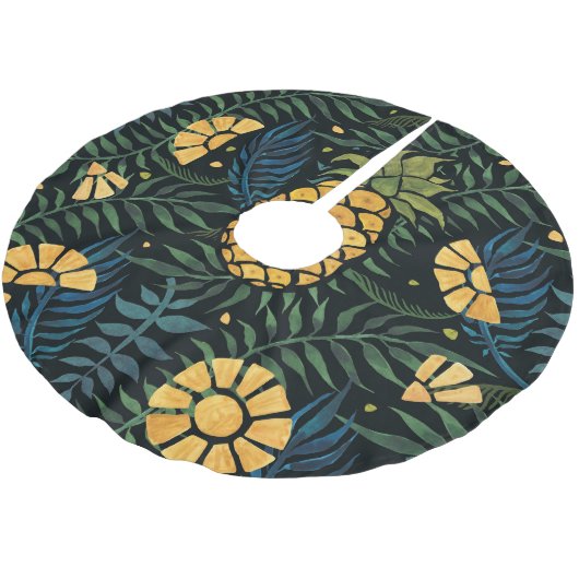 Ananas, palmbladeren: tropisch patroon. kerstboom rok (Gekanteld)