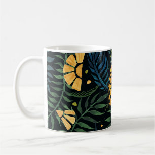 Ananas, palmbladeren: tropisch patroon. koffiemok