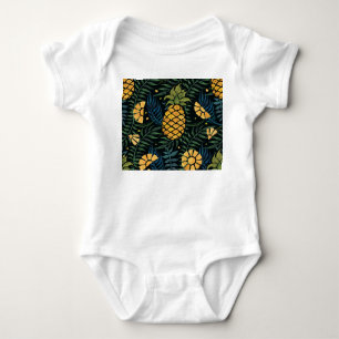 Ananas, palmbladeren: tropisch patroon. romper