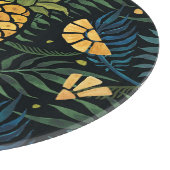 Ananas, palmbladeren: tropisch patroon. snijplank (Hoek)