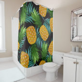 Ananas Palms Zwart Tapestry Douchegordijn (In situ)