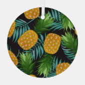 Ananas Palms Zwart Tapestry Glas Ornament (Achterkant)