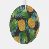 Ananas Palms Zwart Tapestry Glas Ornament (Voorkant Rechts)
