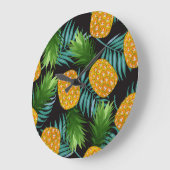 Ananas Palms Zwart Tapestry Grote Klok (Hoek)