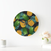 Ananas Palms Zwart Tapestry Grote Klok (Huis)