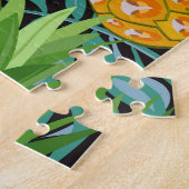 Ananas Palms Zwart Tapestry Legpuzzel (Zijkant)