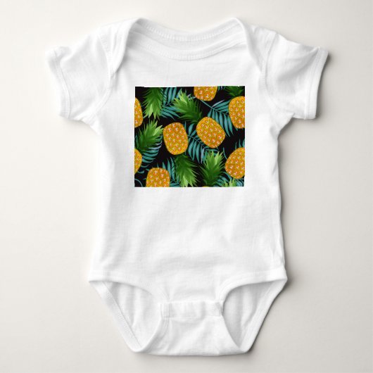 Ananas Palms Zwart Tapestry Romper (Voorkant)