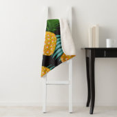 Ananas Palms Zwart Tapestry Sherpa Deken (In situ)