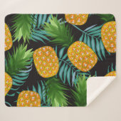 Ananas Palms Zwart Tapestry Sherpa Deken (Voorkant (horizontaal))