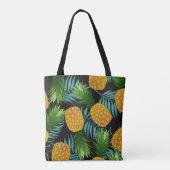 Ananas Palms Zwart Tapestry Tote Bag (Achterkant)