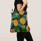 Ananas Palms Zwart Tapestry Tote Bag (Dichtbij)