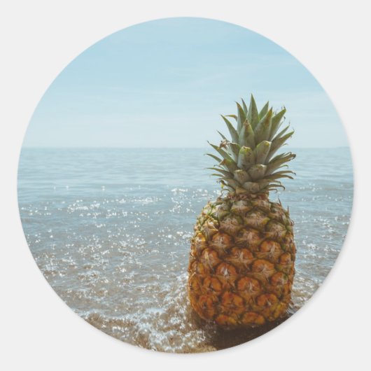 ananas Paradise Ronde Sticker (Voorkant)