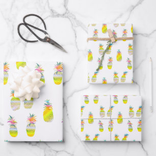 Ananas Party Regenboog Waterverf Tropisch geschenk Inpakpapier Vel