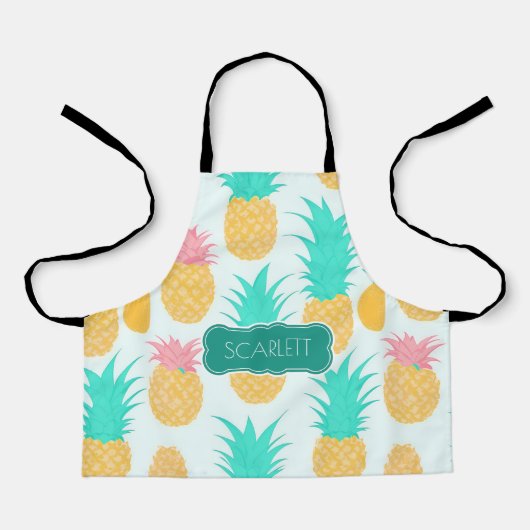 Ananas pastel kleurrijke gepersonaliseerde patroon schort (Voorkant)