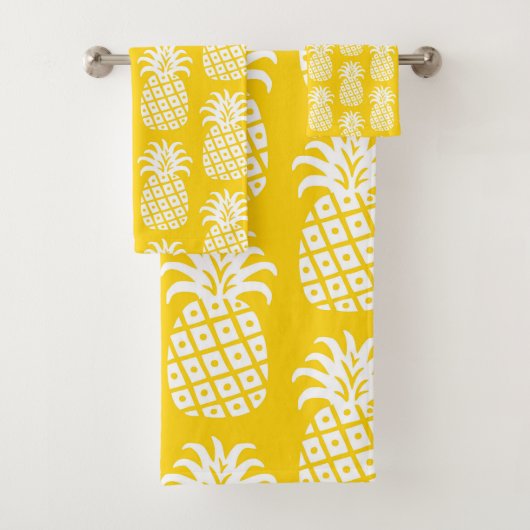 Ananas Patroon Geel & Wit Bad Handdoek (Insitu)