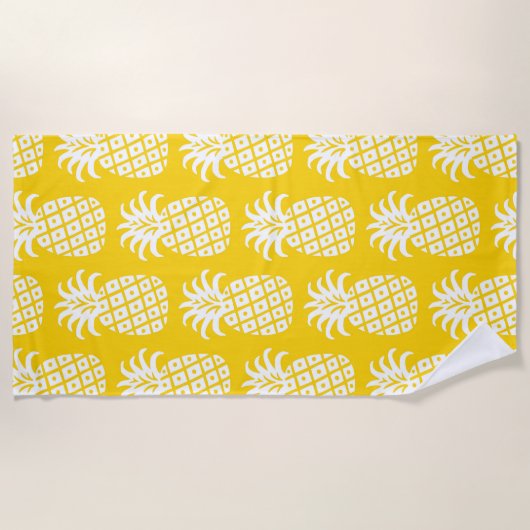Ananas Patroon Geel & Wit Strandlaken (Voorkant)
