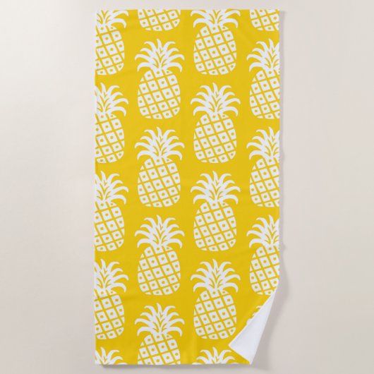 Ananas Patroon Geel & Wit Strandlaken (Voorkant)