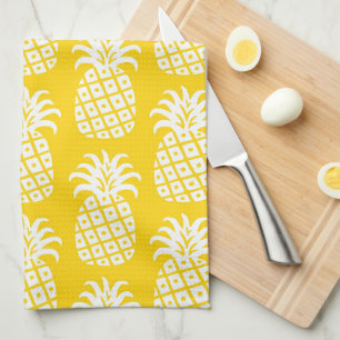 Ananas Patroon Geel & Wit Theedoek