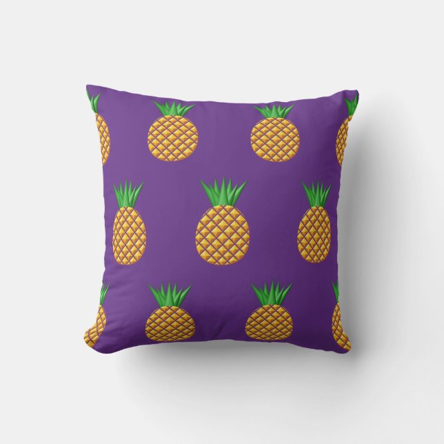 ananas patroon op Paarse achtergrond Buitenkussen (Voorkant)