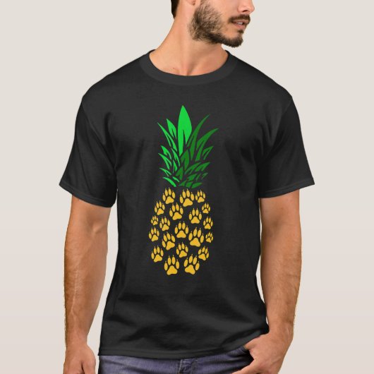 Ananas Paw Prints Hond T-shirt (Voorkant)