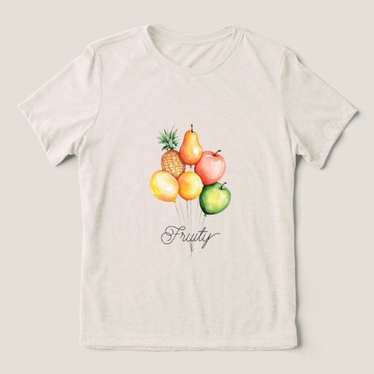 Ananas Peer Vruchten Ballon Tri-Blend Shirt (Design voorkant)