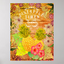 Ananas Pine Floral Poster