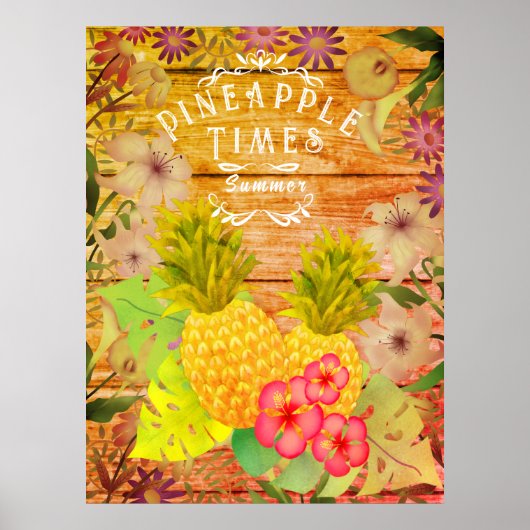 Ananas Pine Floral Poster (Voorkant)