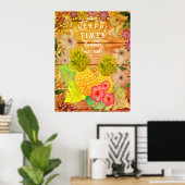 Ananas Pine Floral Poster (Thuiskantoor)