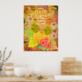 Ananas Pine Floral Poster (Keuken)