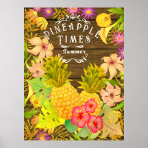 Ananas Pine Floral Poster